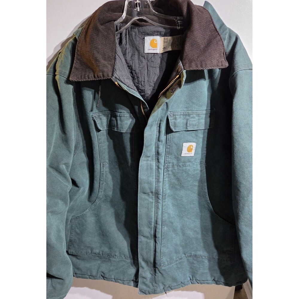 Vintage Carhartt Chore Jacket Mens 2XL Hunter Green Barn Canvas C26 HTG 90s USA